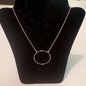 Lele Sadoughi Silver Tone Circle Necklace 19inch